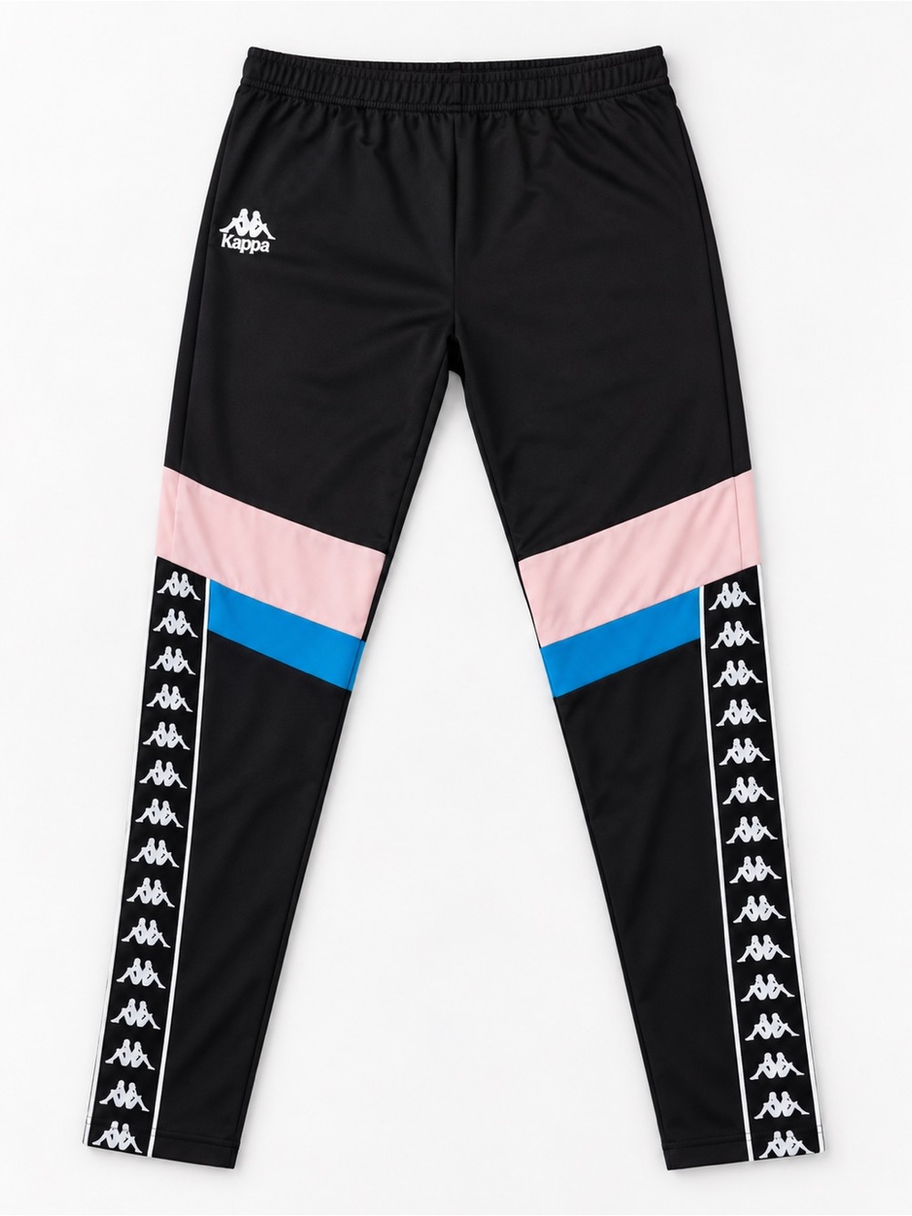 Kappa Black Track Pants with Pink & Blue Panels